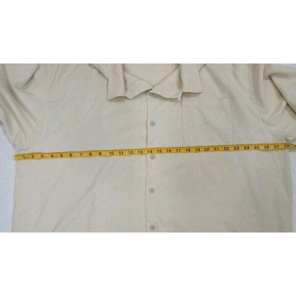 Tommy Bahama 100% Silk Beige Stitch Shirt‎ Short Sleeve Pocket Size XXL - Picture 4 of 7